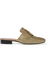 Dorateymur Petrol Embellished Textured-lamé Slippers In Gold