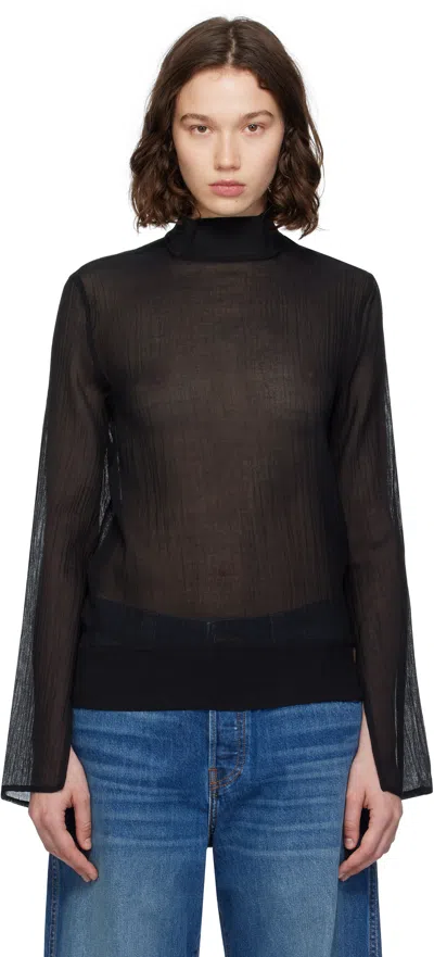 Totême Black Slit Sleeve Blouse