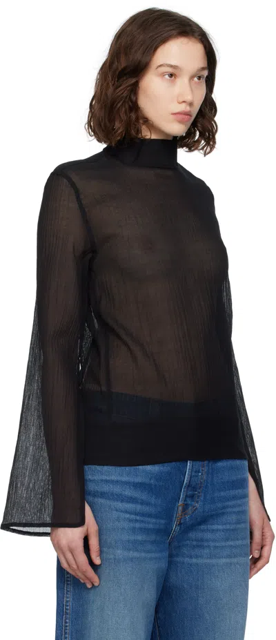 Totême Black Slit Sleeve Blouse