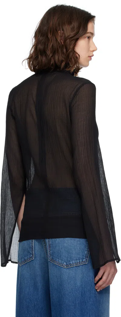 Totême Black Slit Sleeve Blouse