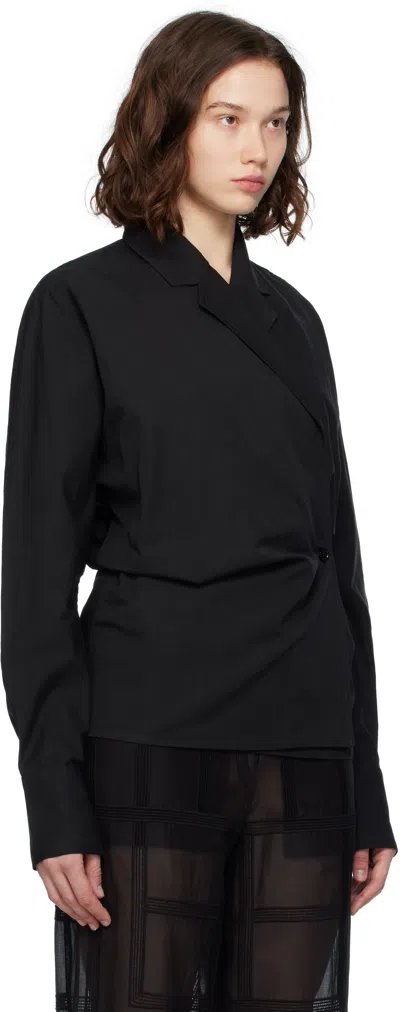 Totême Black Wrap Blouse In Black