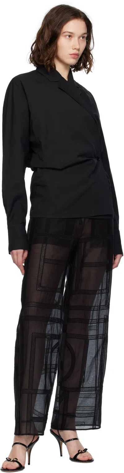 Totême Black Wrap Blouse In Black
