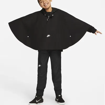 Nike (gs)  Sportswear Kids Pack Loose Waterproof Hooded Jacket Boy Girls Black In Black