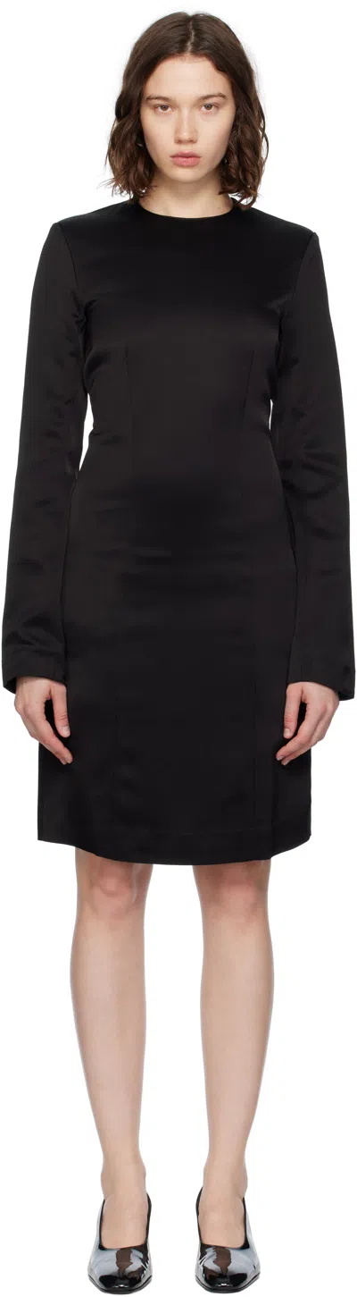 Totême Toteme Long Sleeve Double Face Satin Shift Dress In Black