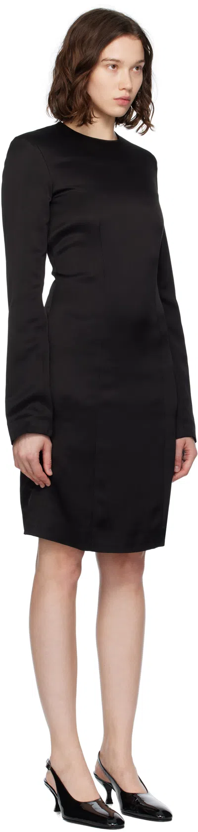 Totême Toteme Long Sleeve Double Face Satin Shift Dress In Black