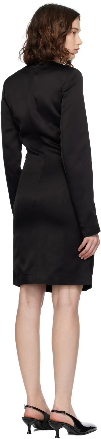 Totême Toteme Long Sleeve Double Face Satin Shift Dress In Black