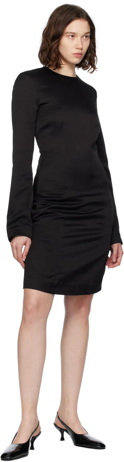 Totême Toteme Long Sleeve Double Face Satin Shift Dress In Black