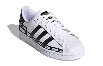 Adidas Originals (gs) Adidas Superstar J 'wordmark Heel Stripe - Cloud White'