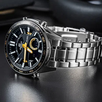 Casio Analog Edifice Mens Silverblack Analog/digital Combo In Metallic