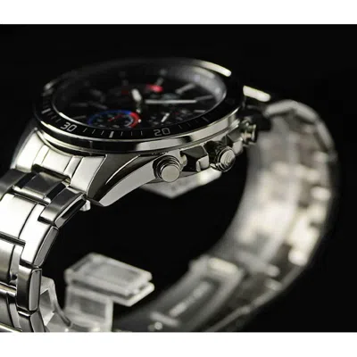 Casio Quartz Waterproof Edifice Stainless Steel Strap Black Watch Dial Mens Black Analog