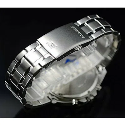Casio Quartz Waterproof Edifice Stainless Steel Strap Black Watch Dial Mens Black Analog