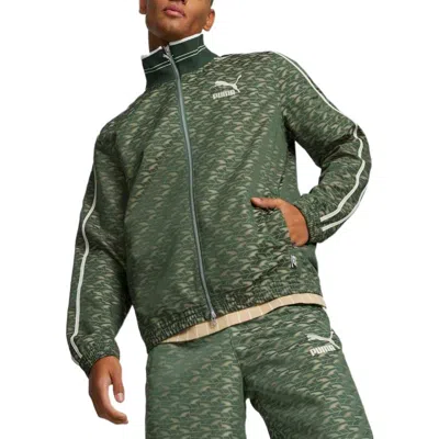 Puma Players Lounge T7 Woven Track Jacket 'green' In Multi