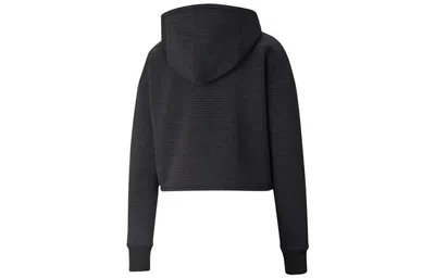 Puma (wmns)  Studio Textured Training Skimmer Hoodie 'black' In Black