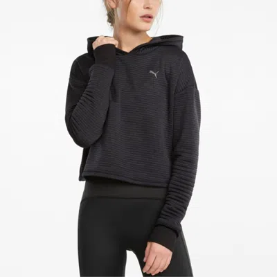 Puma (wmns)  Studio Textured Training Skimmer Hoodie 'black' In Black
