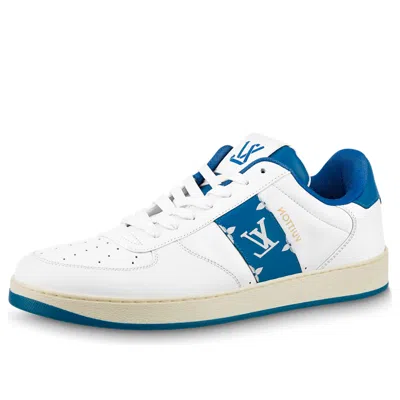 Pre-owned Louis Vuitton Rivoli Sneakers 'white With Blue Side Monogram Band' In Multi