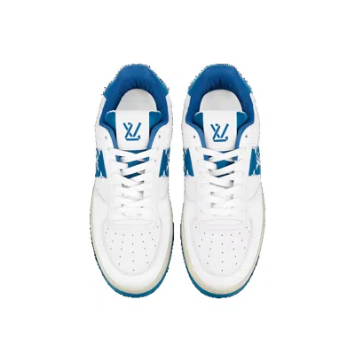 Pre-owned Louis Vuitton Rivoli Sneakers 'white With Blue Side Monogram Band' In Multi