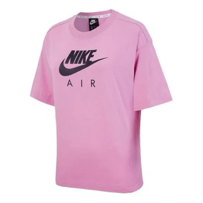 Nike (wmns)  Air Logo Printing Width Loose Sport Short Sleeve 'pink' In Pink