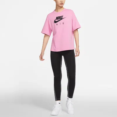 Nike (wmns)  Air Logo Printing Width Loose Sport Short Sleeve 'pink' In Pink