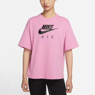 Nike (wmns)  Air Logo Printing Width Loose Sport Short Sleeve 'pink' In Pink