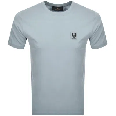 Belstaff Mens Brand-patch Crewneck Cotton-jersey T-shirt Quarry Blue