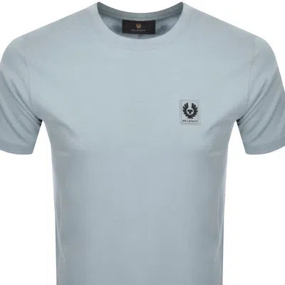 Belstaff Mens Brand-patch Crewneck Cotton-jersey T-shirt Quarry Blue