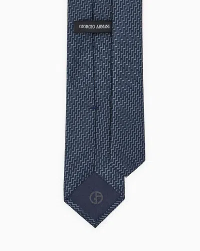 Giorgio Armani Printed Silk Tie In Blue