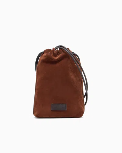 Giorgio Armani Drawstring Suede Shoulder Bag