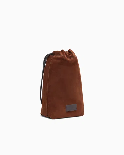 Giorgio Armani Drawstring Suede Shoulder Bag