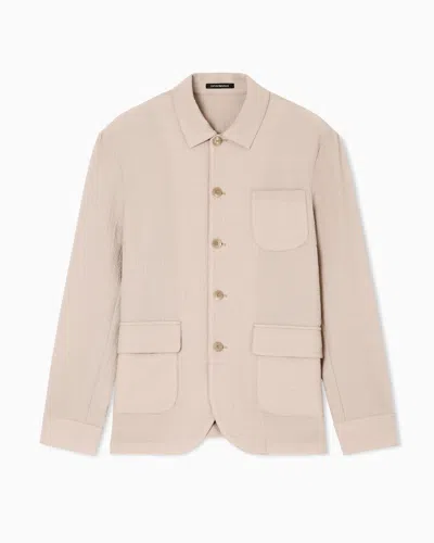 Emporio Armani Shirt Jacket In Technical Seersucker Fabric