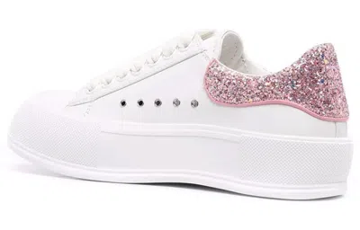 Alexander Mcqueen (wmns)  Deck Plimsoll 'white Rose Pink Glitter'