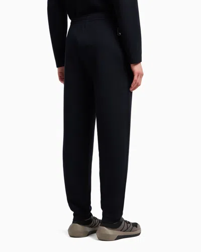 Emporio Armani Travel Essentials Milano-stitch Fabric Joggers In Blue
