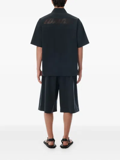 Alexander Wang Laser-cut Logo Button-up Shirt In Blue
