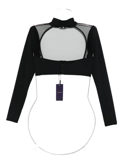 Maison Close Sheer-panelled Long-sleeves Top In Black