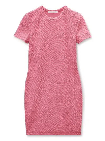 Alexander Wang Short-sleeve Logo-embossed Dress In Pink