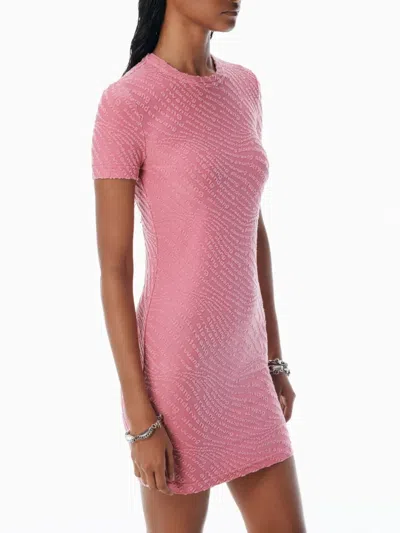 Alexander Wang Short-sleeve Logo-embossed Dress In Pink