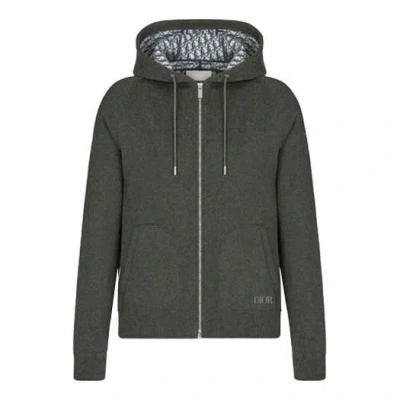 Dior Men's  Ss22 Cashmere Blend Knit Material Hooded Sports Olive In Gray