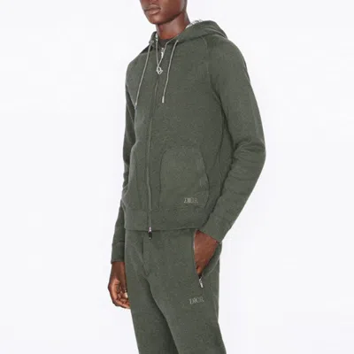 Dior Men's  Ss22 Cashmere Blend Knit Material Hooded Sports Olive In Gray