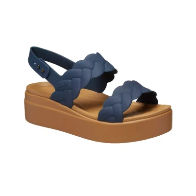 Crocs (wmns)  Brooklyn Woven Wedge Sandals 'blue Brown' In Blue