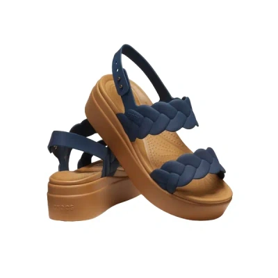 Crocs (wmns)  Brooklyn Woven Wedge Sandals 'blue Brown' In Blue