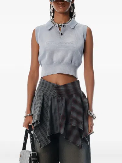 Alexander Wang Logo-embossed Polo Top In Blue