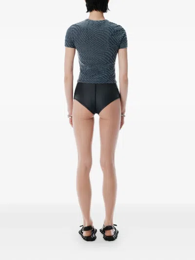 Alexander Wang Logo-embossed Short-sleeve Top In Blue