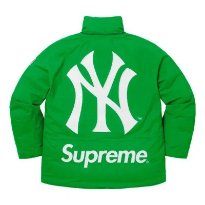 Supreme X New York Yankees Gore-tex 700-fill Down Jacket 'green White' In Green
