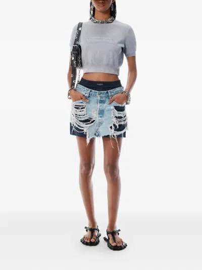 Alexander Wang Logo-embossed Cropped Knit Top