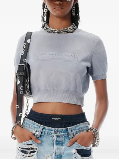 Alexander Wang Logo-embossed Cropped Knit Top