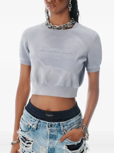 Alexander Wang Logo-embossed Cropped Knit Top