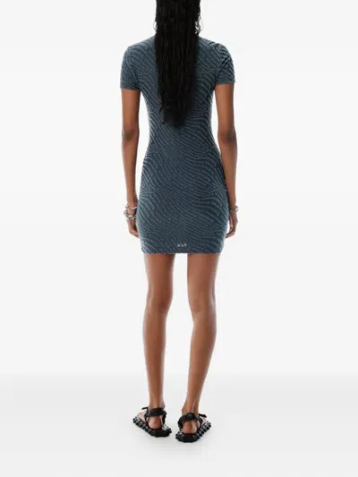 Alexander Wang Short-sleeve Logo-embossed Dress In Blue