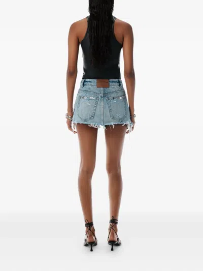 Alexander Wang Distressed Denim Shorts In Blue