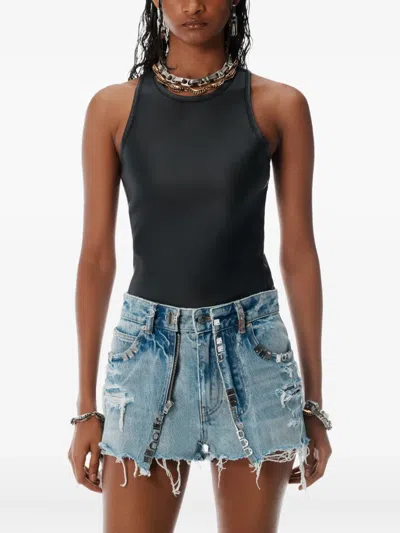 Alexander Wang Distressed Denim Shorts In Blue
