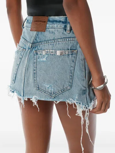 Alexander Wang Distressed Denim Shorts In Blue