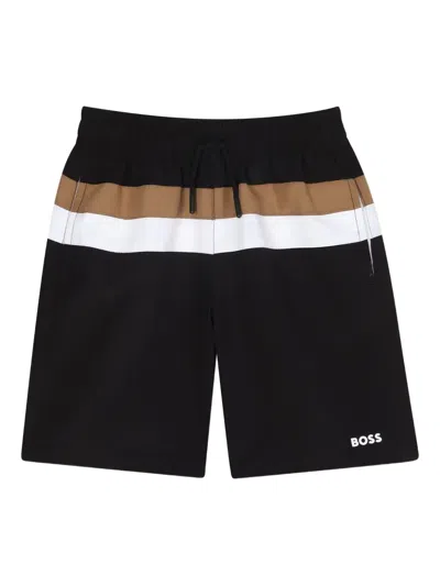 Bosswear Striped Swim Shorts In Black
